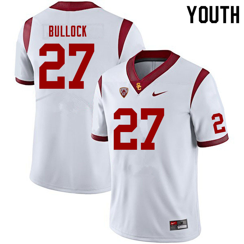 Youth #27 Calen Bullock USC Trojans College Football Jerseys Sale-White - Click Image to Close